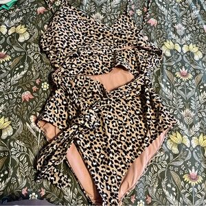 Aerie Leopard Wrap Swimsuit